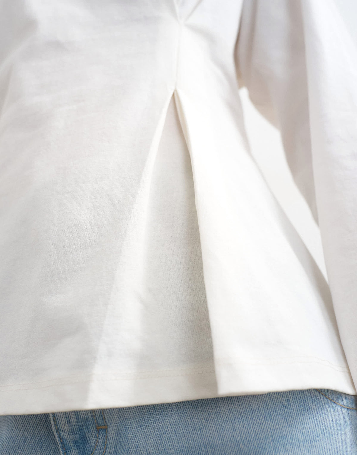 Topshop tuck waist long sleeve tee in ivory