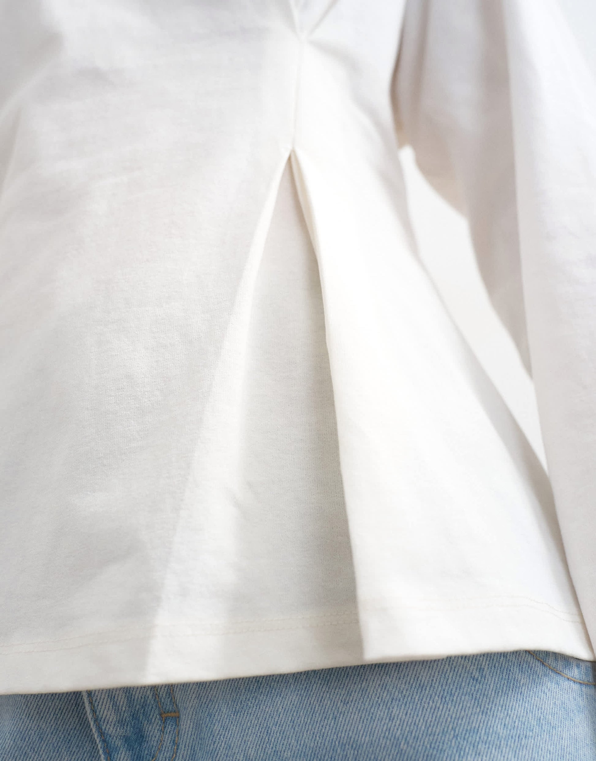 Topshop tuck waist long sleeve tee in ivory