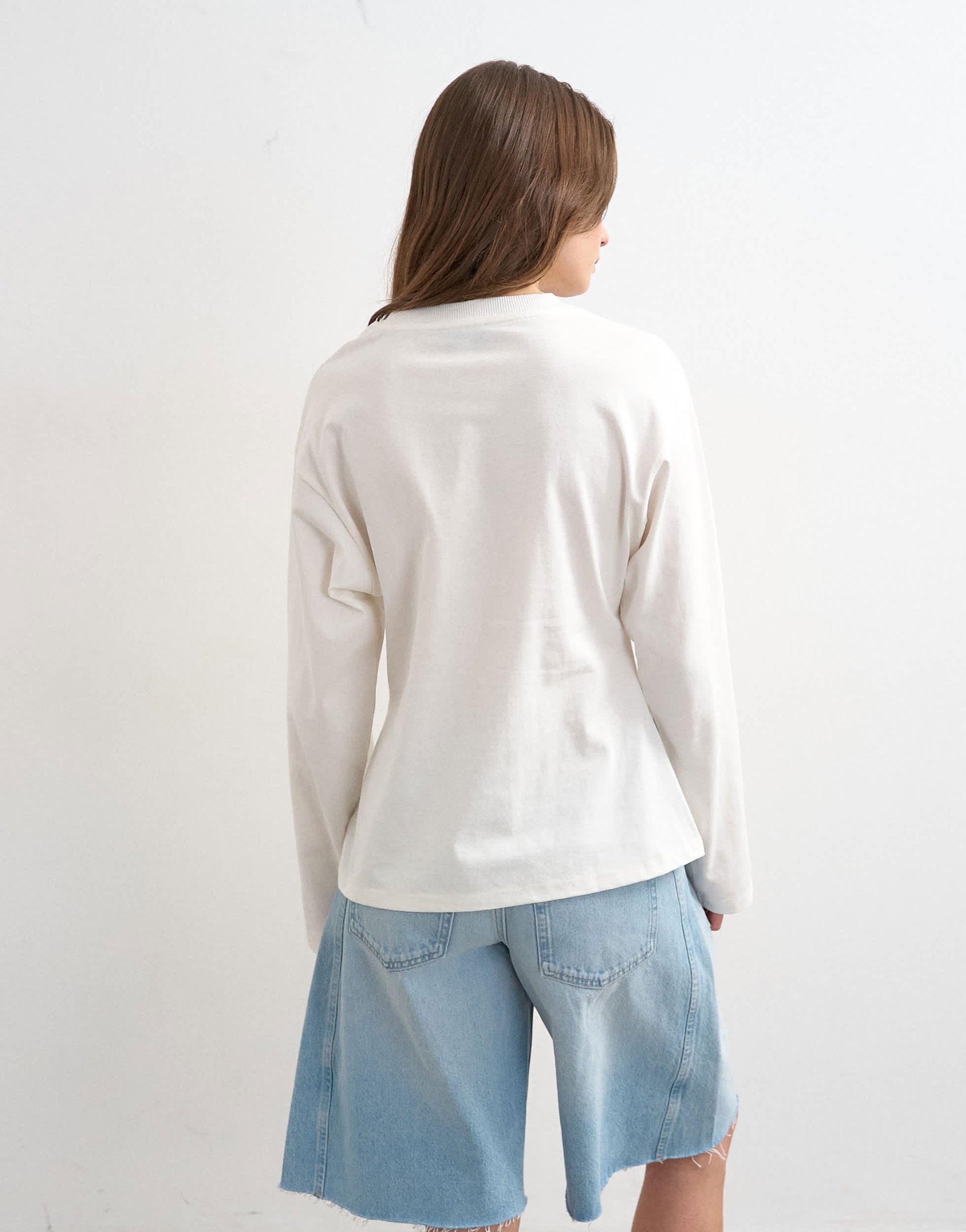 Topshop tuck waist long sleeve tee in ivory