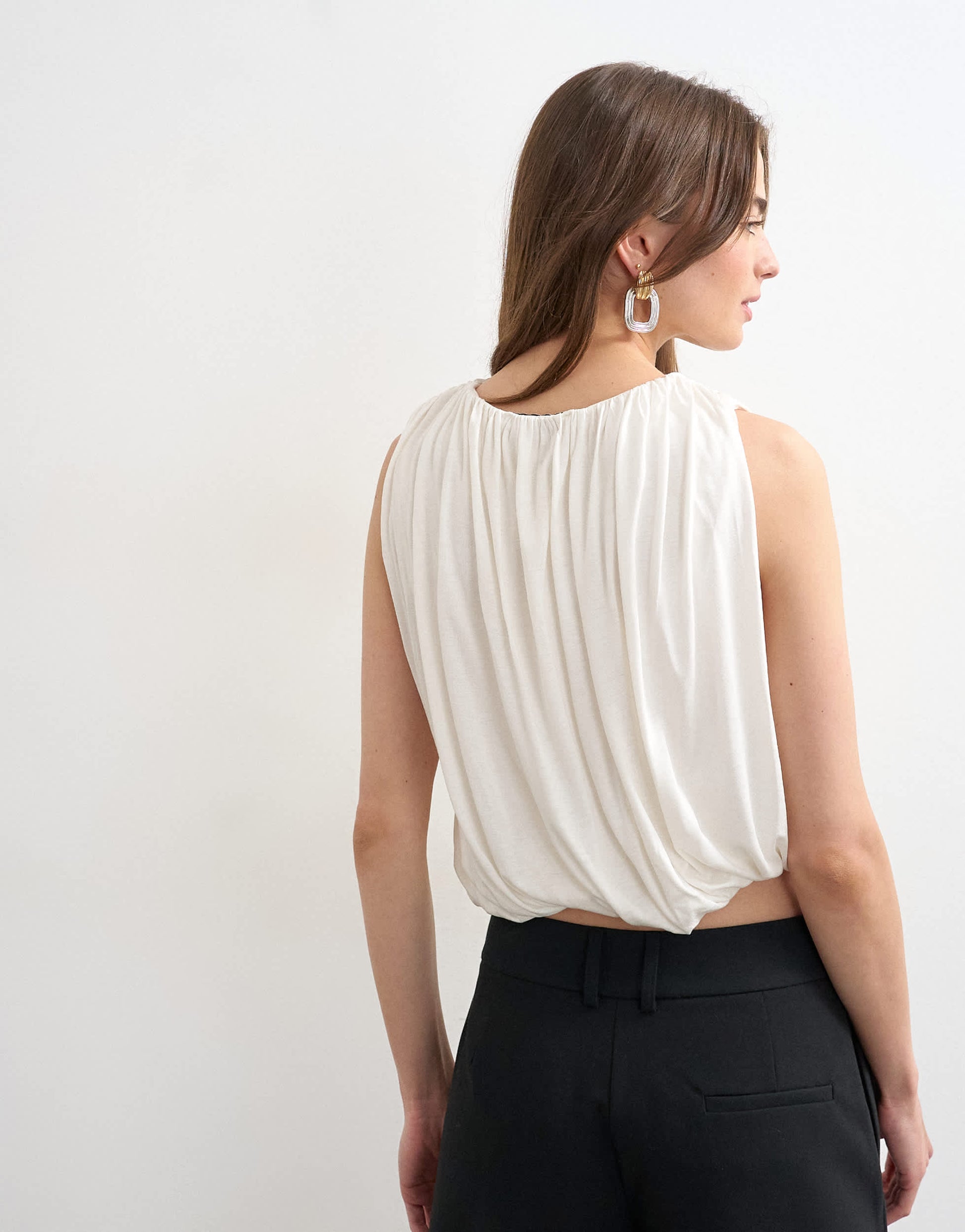 Topshop bubble drape top in ivory