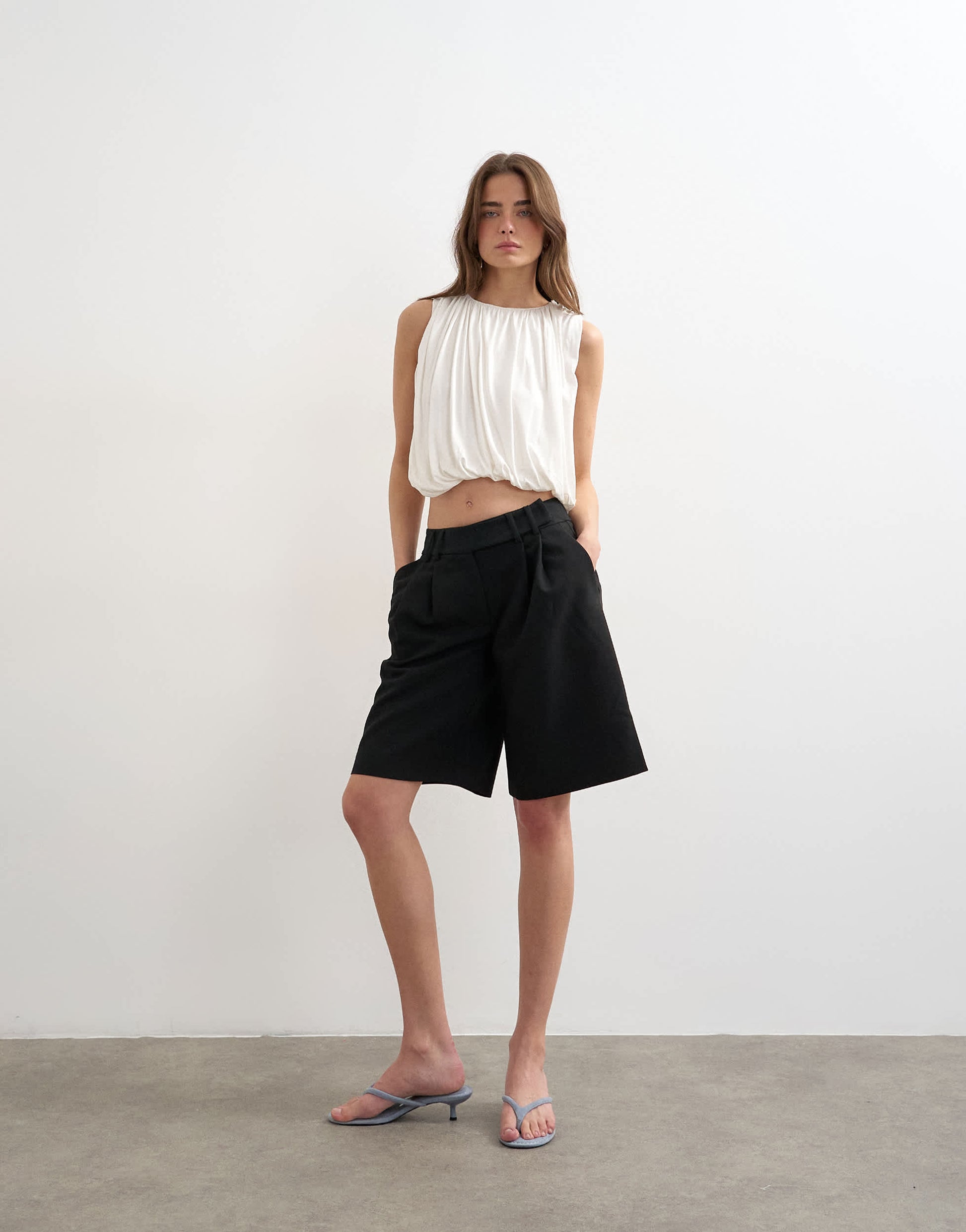Topshop bubble drape top in ivory