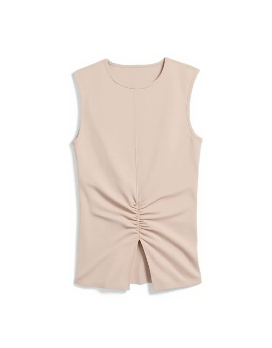 Topshop clean ruched tank in oat