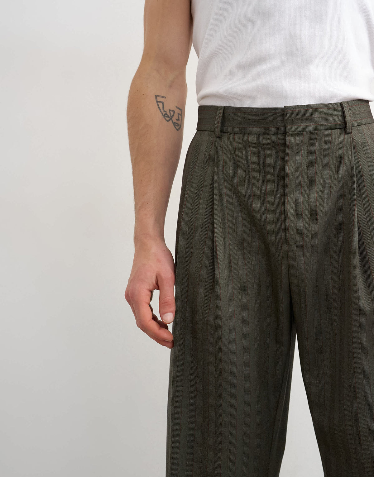 Topman wide leg herringbone stripe trouser in charcoal