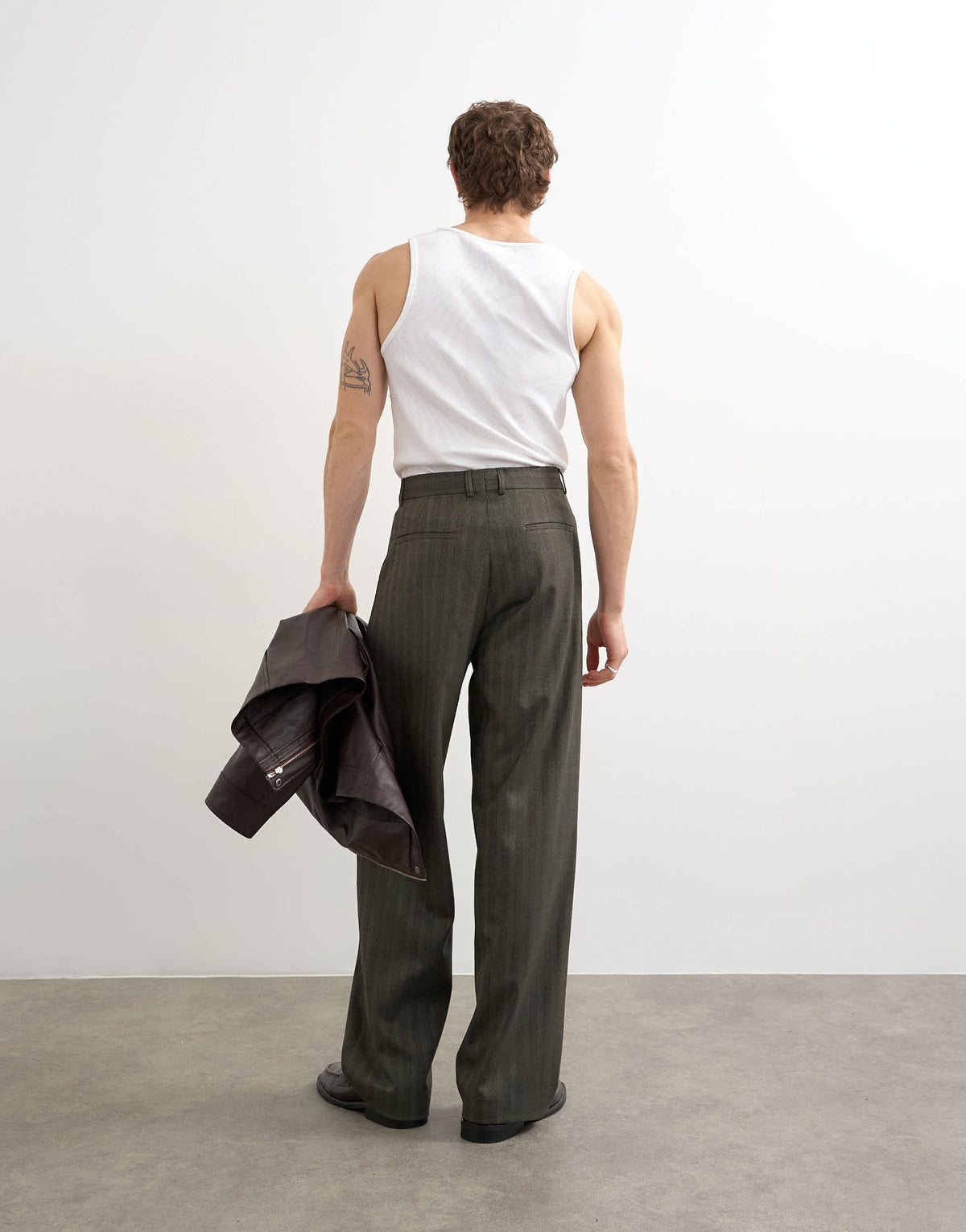 Topman wide leg herringbone stripe trouser in charcoal