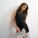 Topshop clean ruched tank in black