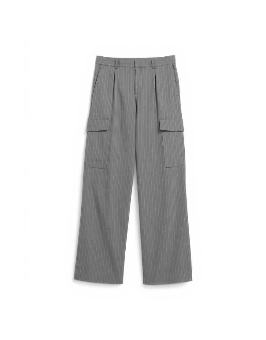 Topman wide leg stripe cargo trouser in charcoal