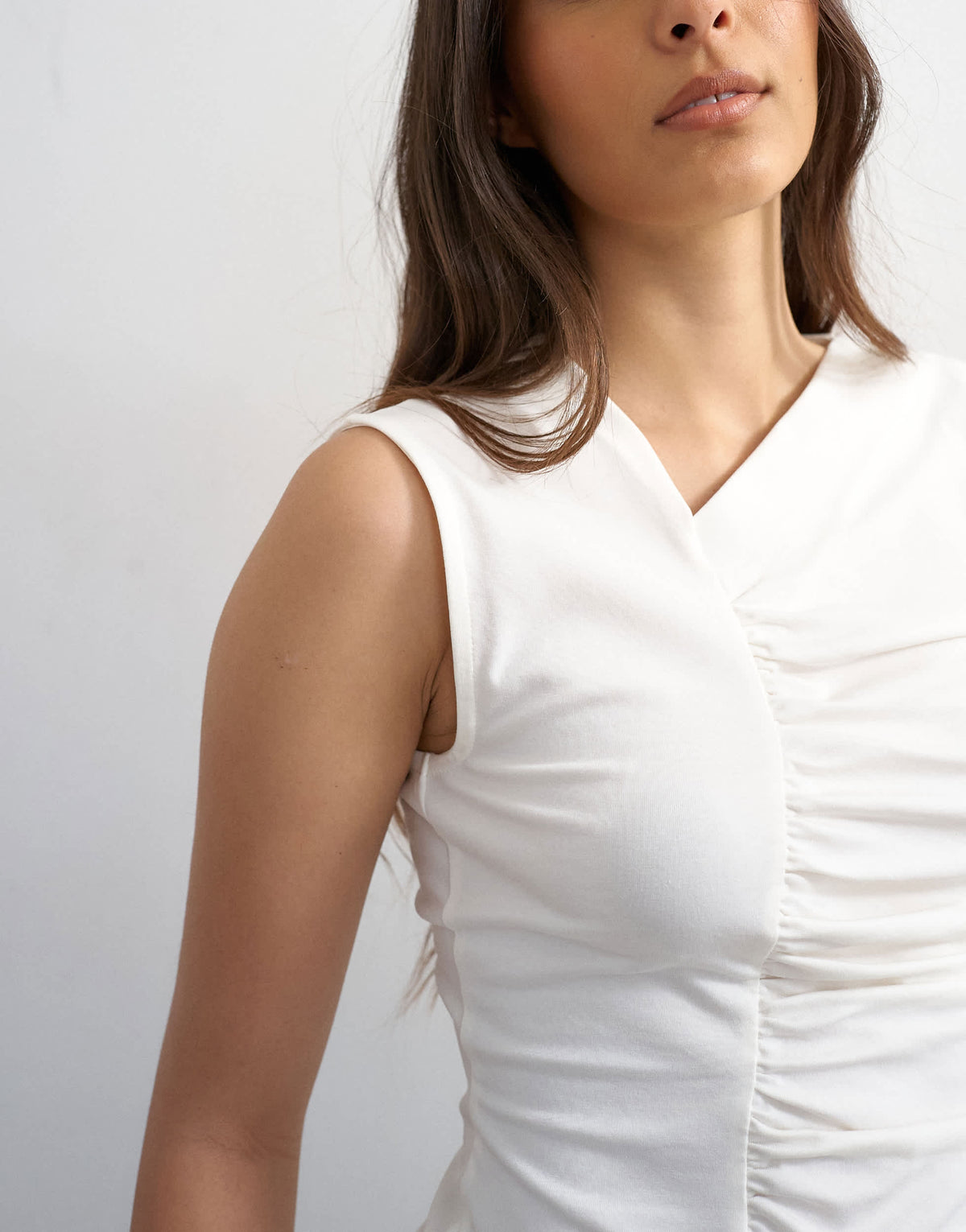 Topshop ruched seam tank in white