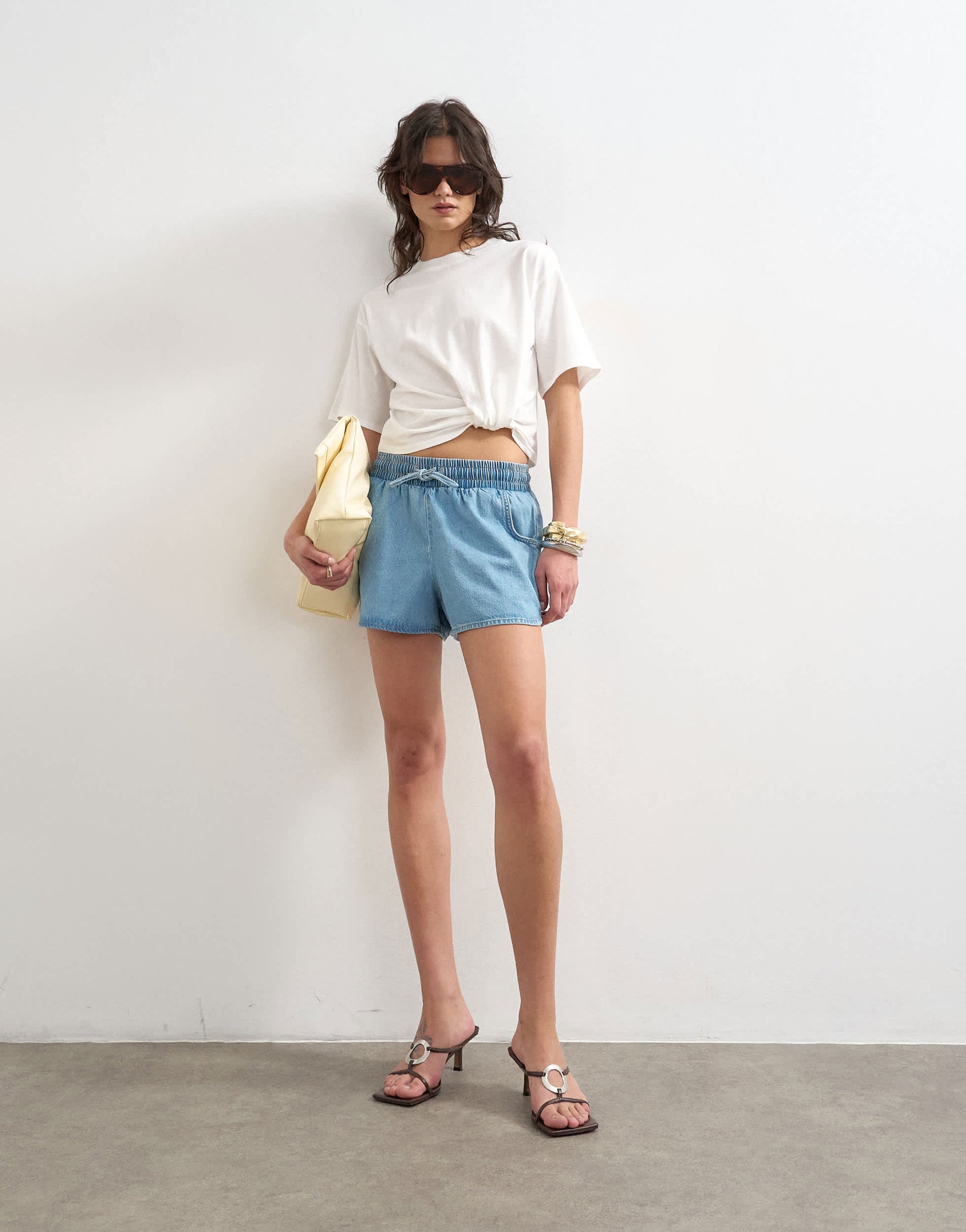 Topshop tuck hem boxy tee in ivory