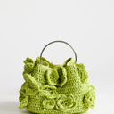 Topshop Millie small straw flower grab bag with metal handle in lime