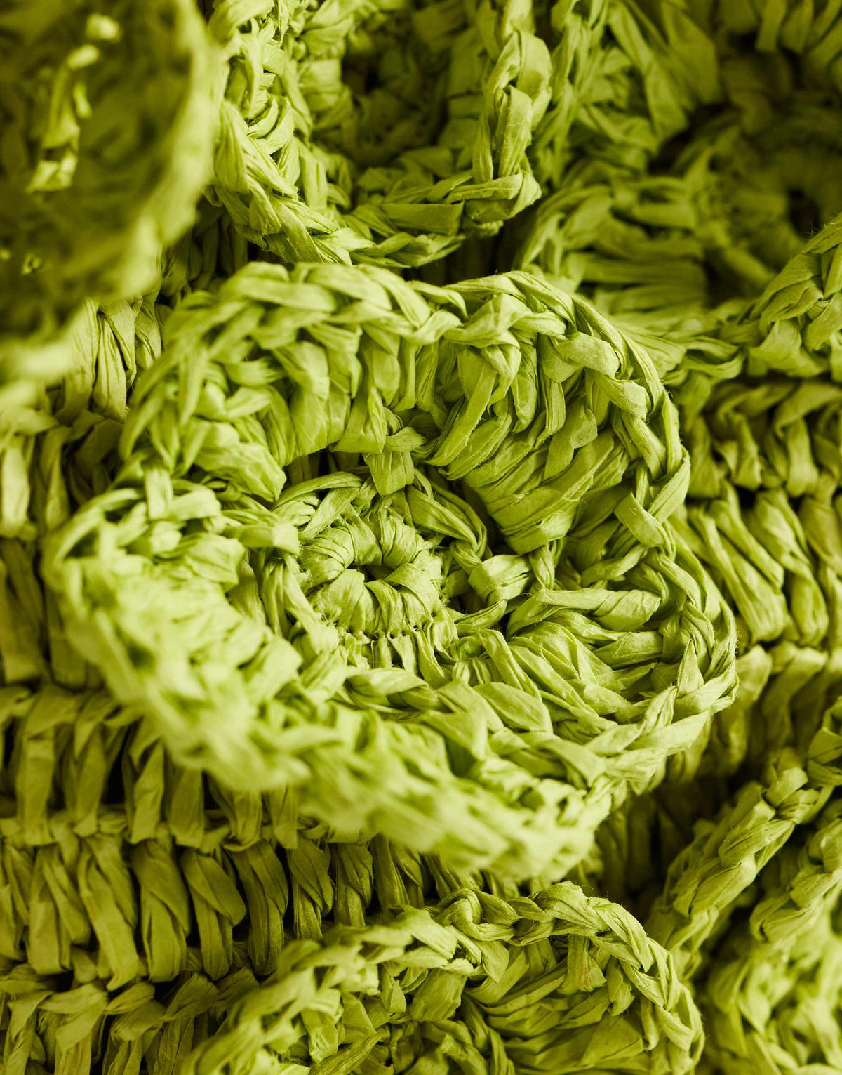 Topshop Millie small straw flower grab bag with metal handle in lime