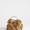 Petit sac fourre-tout Topshop Millie en paille avec fleur et poignée métallique, couleur naturelle
