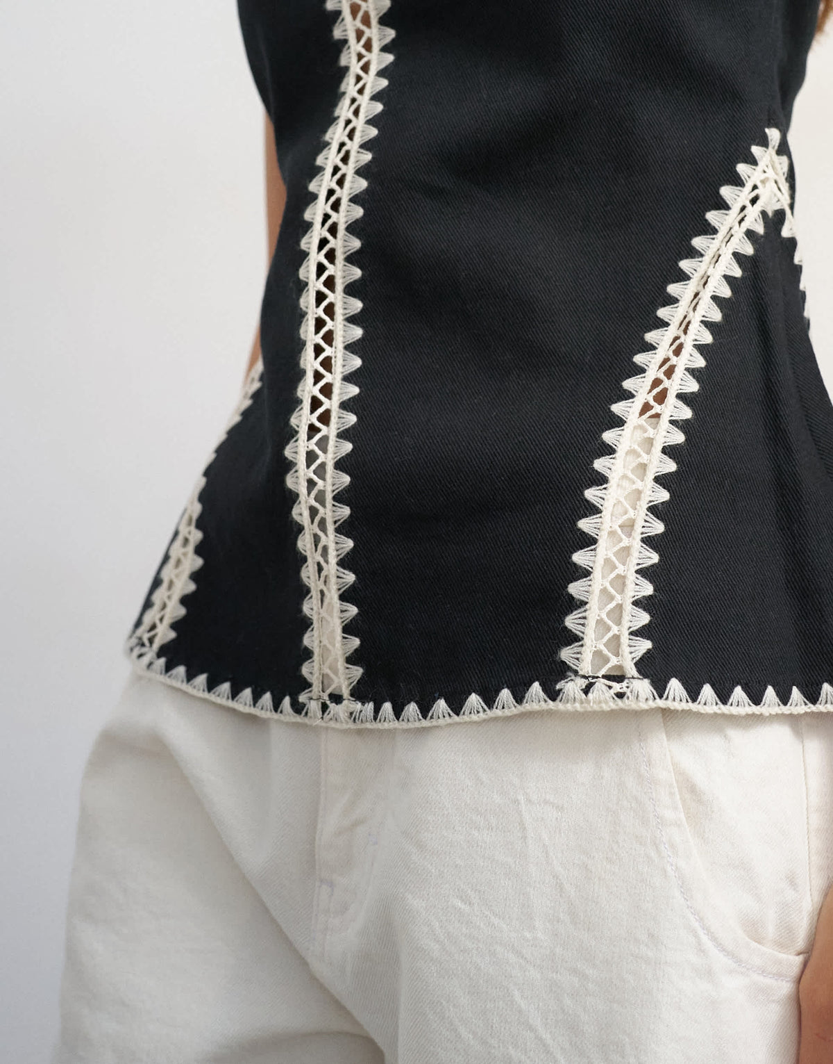 Topshop crochet detail bandeau top in black