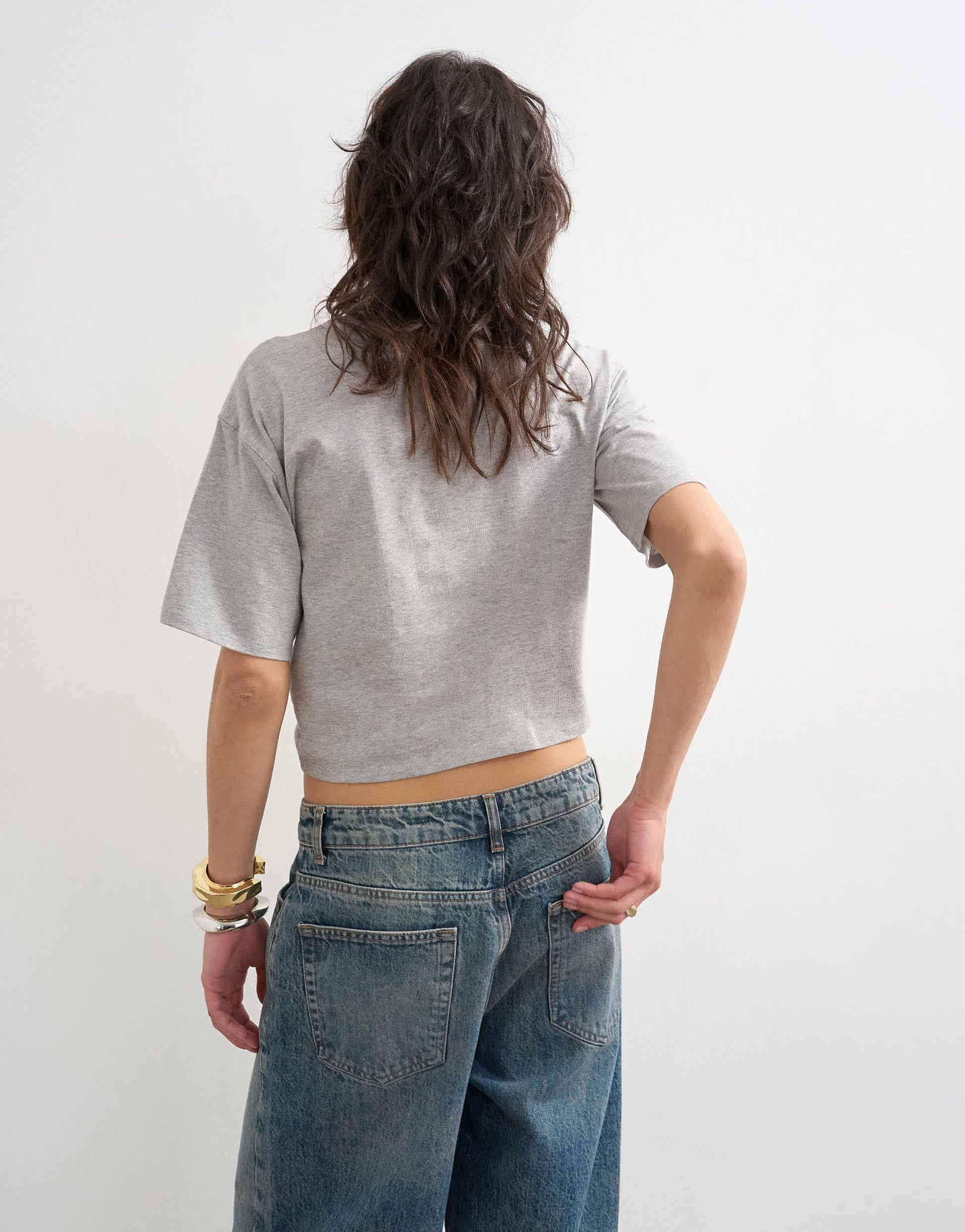 Topshop tuck hem boxy tee in grey