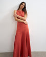 Topshop dropped waist full circle hem midi dress in burgundy