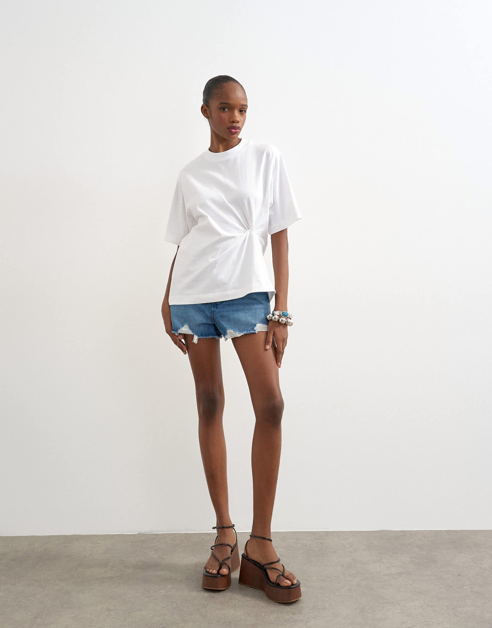 Topshop twist tuck tee in white