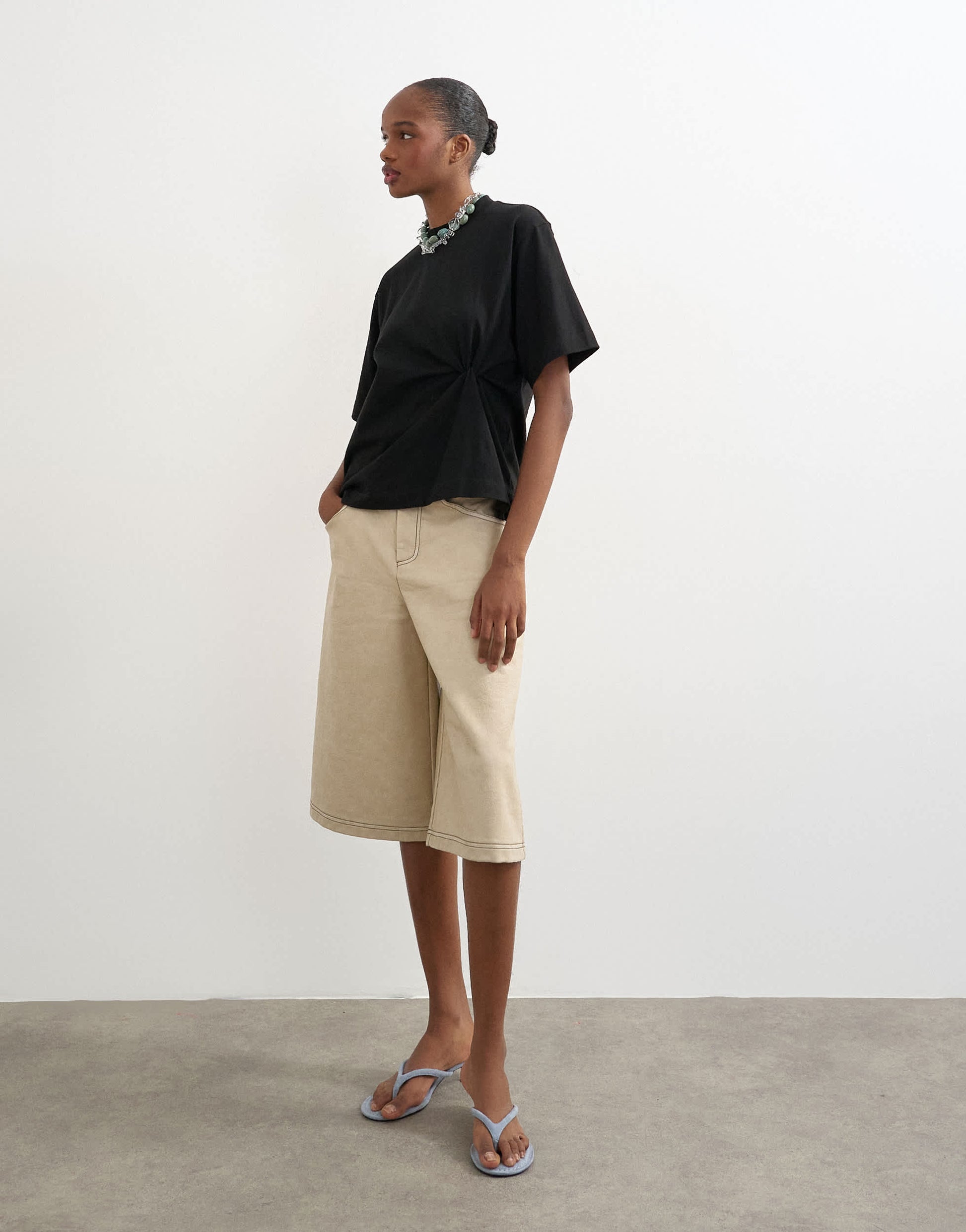 Topshop twist tuck tee in black