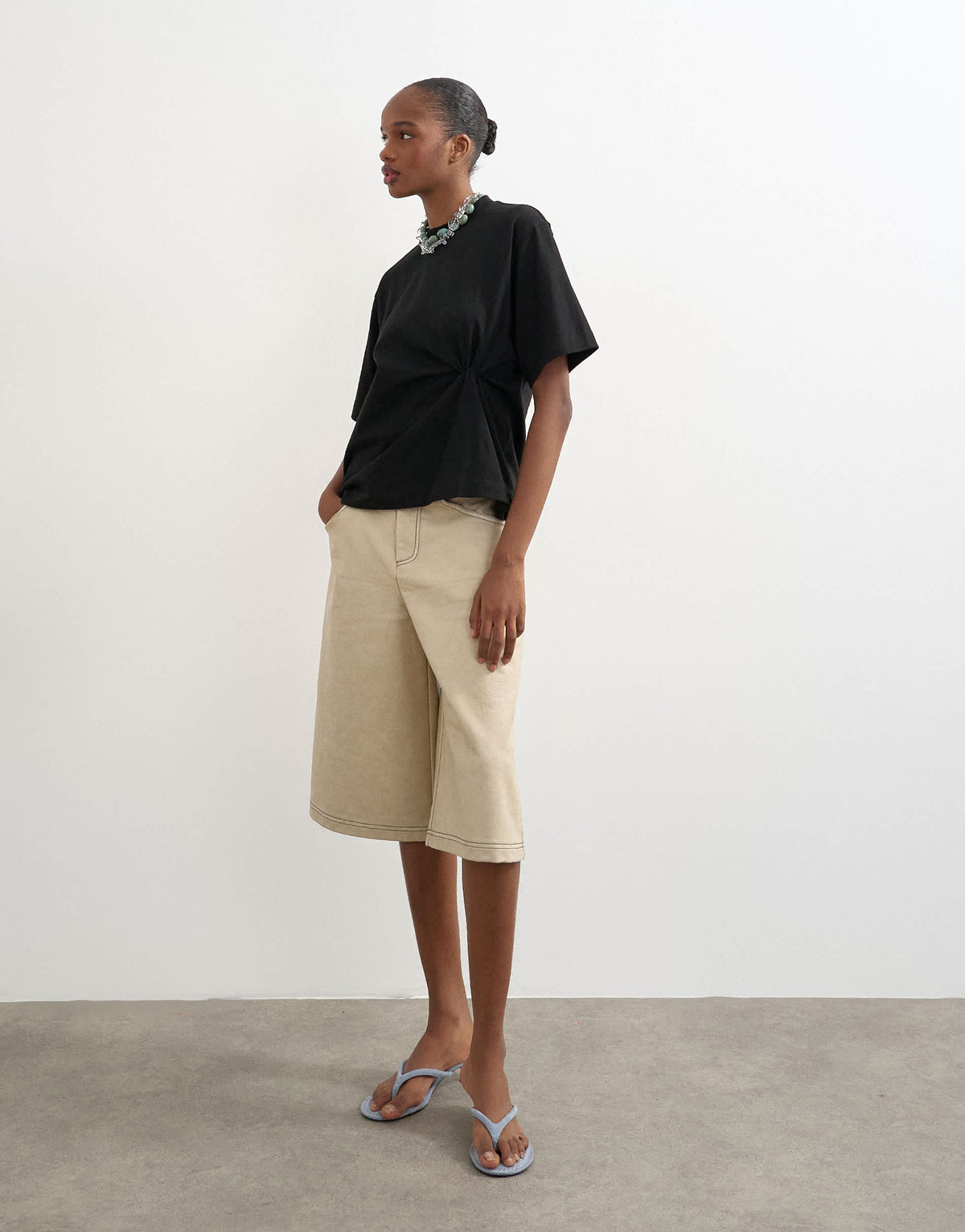 Topshop twist tuck tee in black