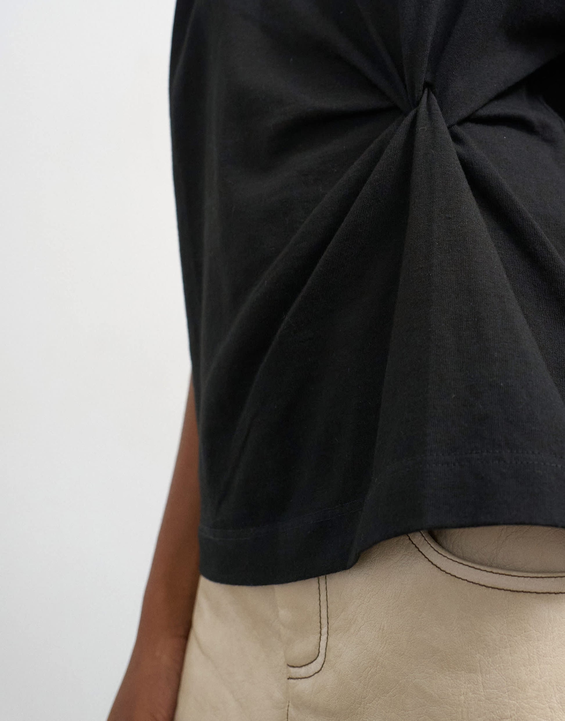 Topshop twist tuck tee in black