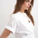 Topshop roll sleeve cinch tee in white