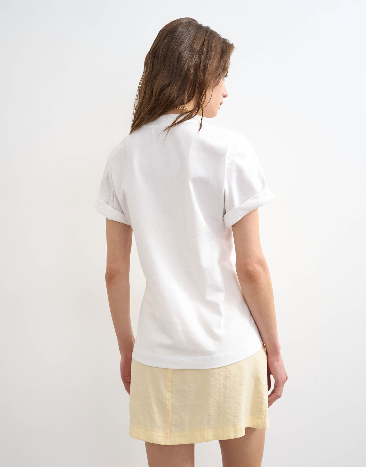 Topshop roll sleeve cinch tee in white