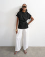 Topshop roll sleeve cinch tee in black