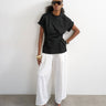 Topshop Rollärmel-Cinch-T-Shirt in Schwarz