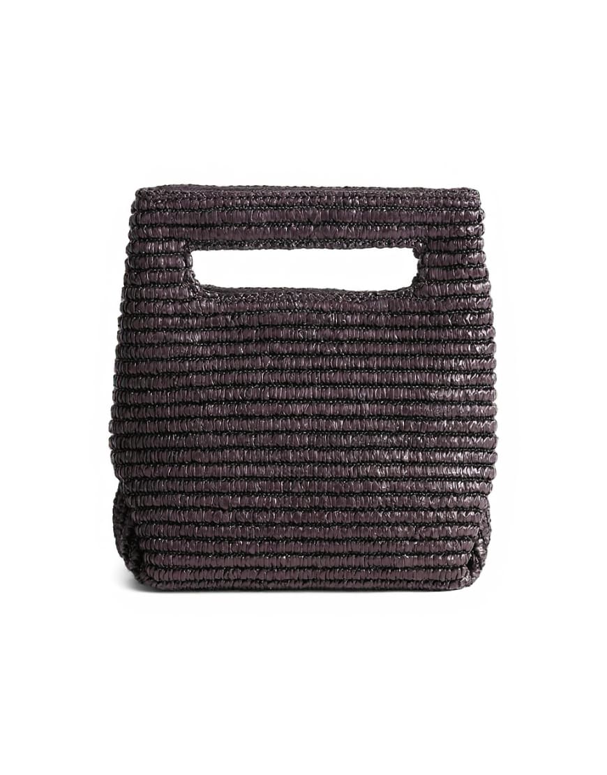 Topshop Stella straw small grab bag in chocolate