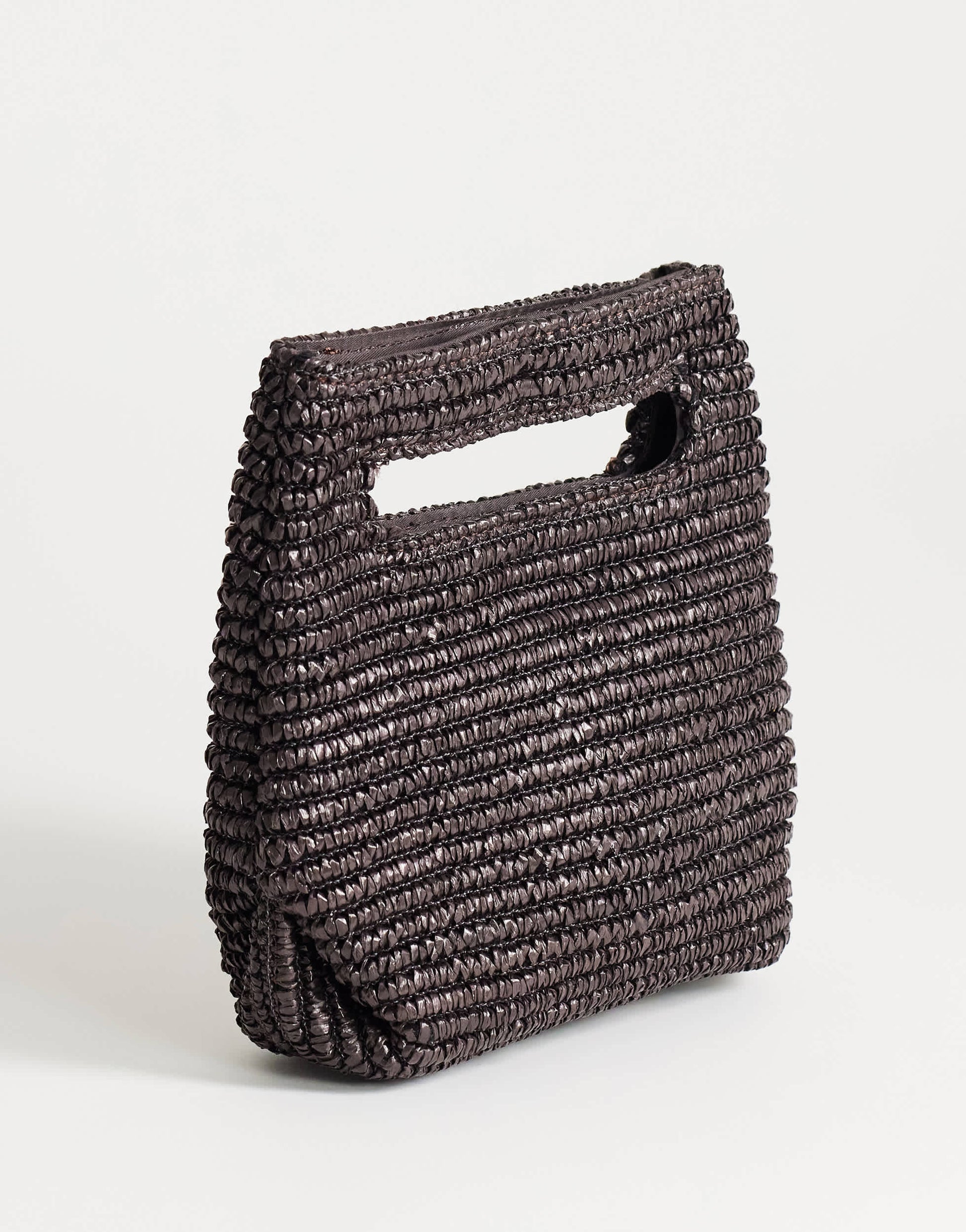 Topshop Stella straw small grab bag in chocolate