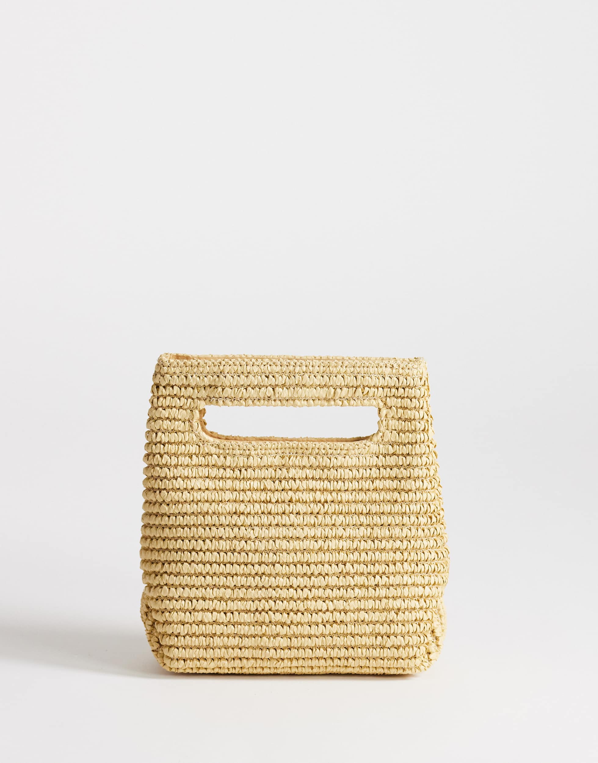 Topshop Stella straw small grab bag in natural