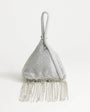 Topshop Matty small diamante triangle grab bag with tassels in silver