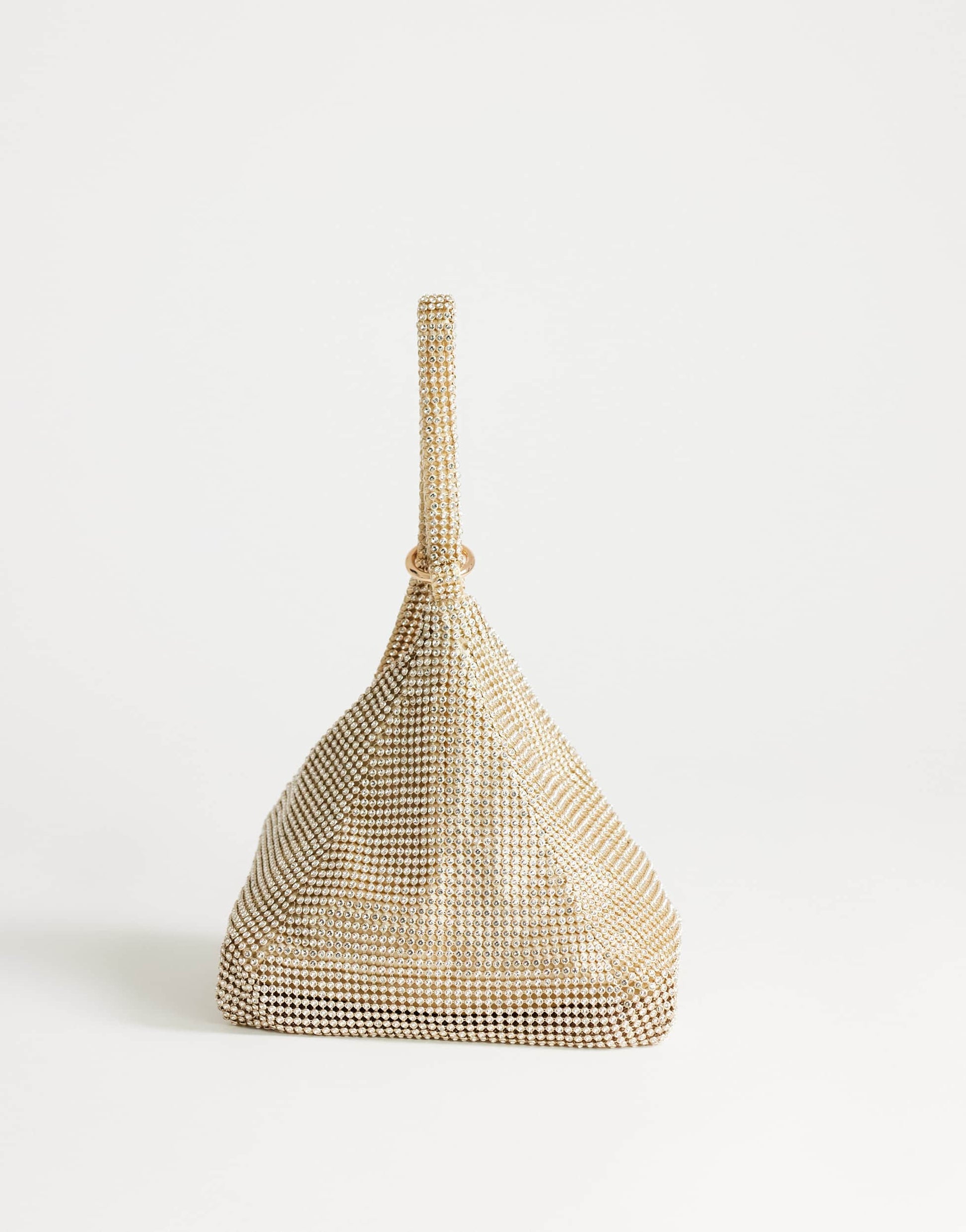 Topshop Matty small diamante triangle grab bag with tassels in gold
