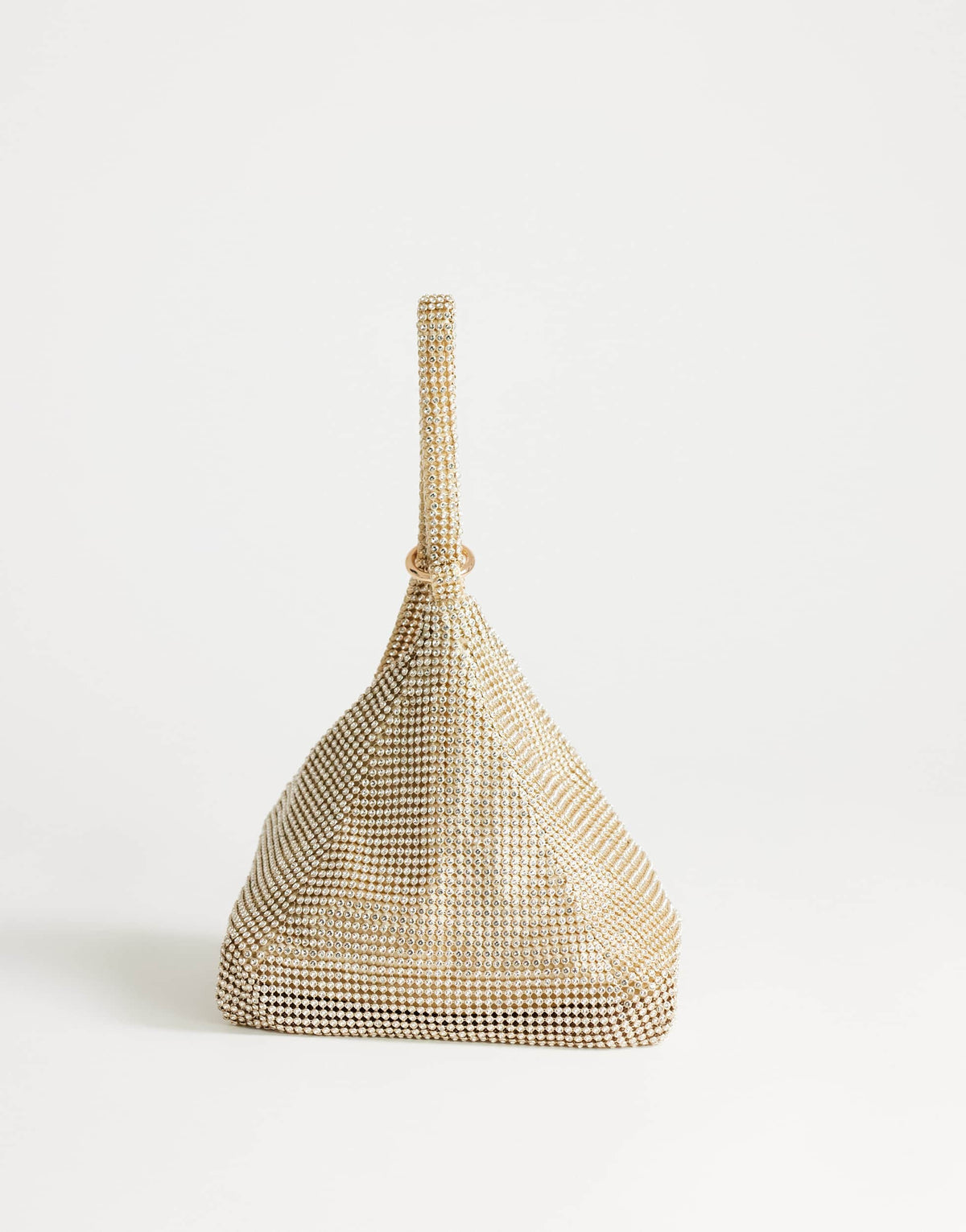 Topshop Matty small diamante triangle grab bag with tassels in gold