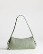 Topshop Marley small croc suede shoulder bag in green