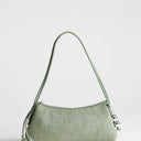 Topshop Marley small croc suede shoulder bag in green