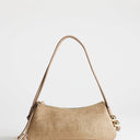 Topshop Marley small croc suede shoulder bag in taupe