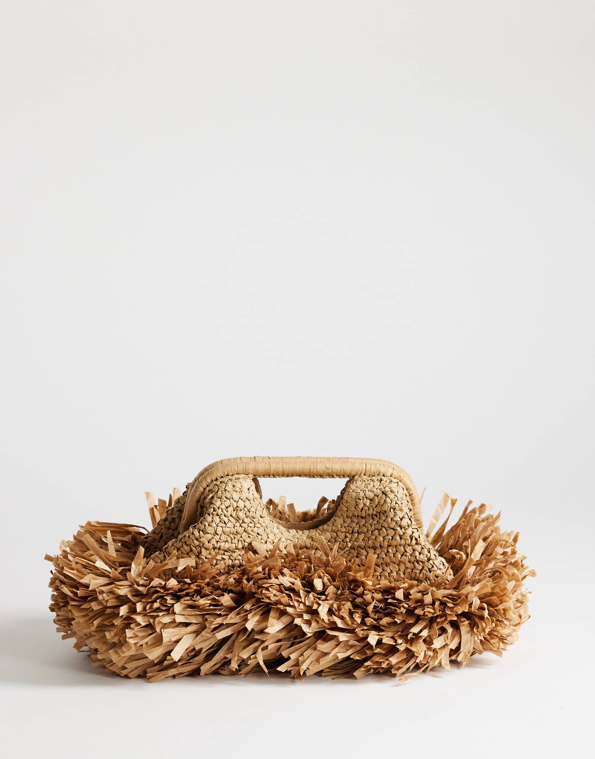 Pochette Topshop Mabel en paille naturelle avec franges