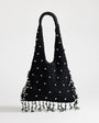 Topshop Molly medium woven beaded bag in black