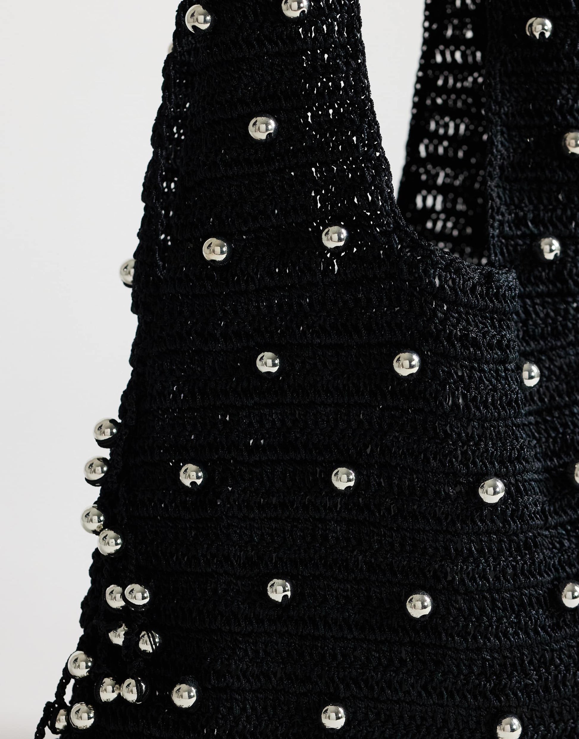 Topshop Molly medium woven beaded bag in black
