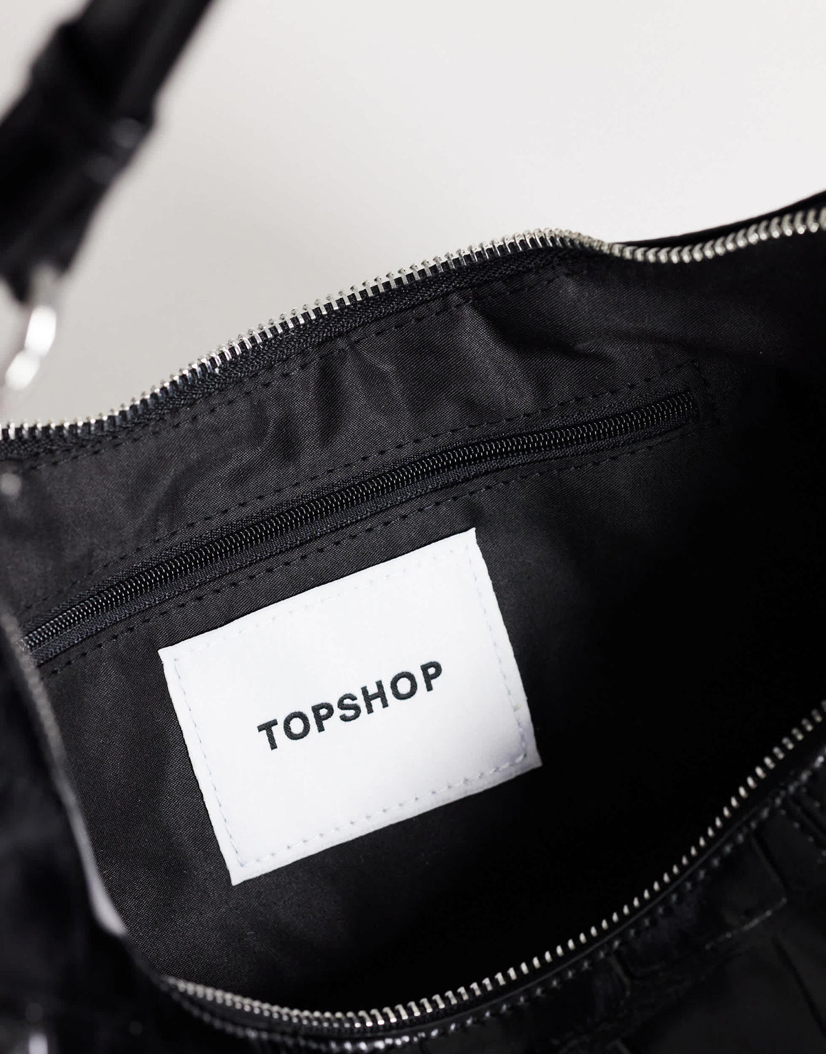 Topshop Jasper medium scoop croc cross body bag in black