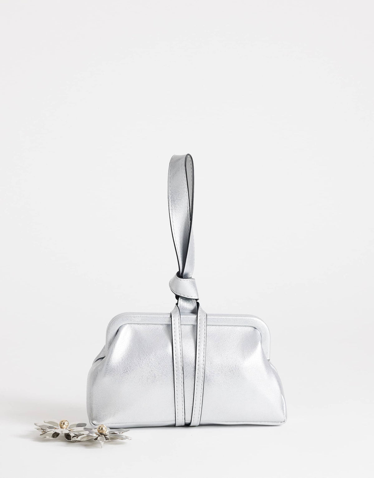 Topshop Jade mini loop grab bag in silver