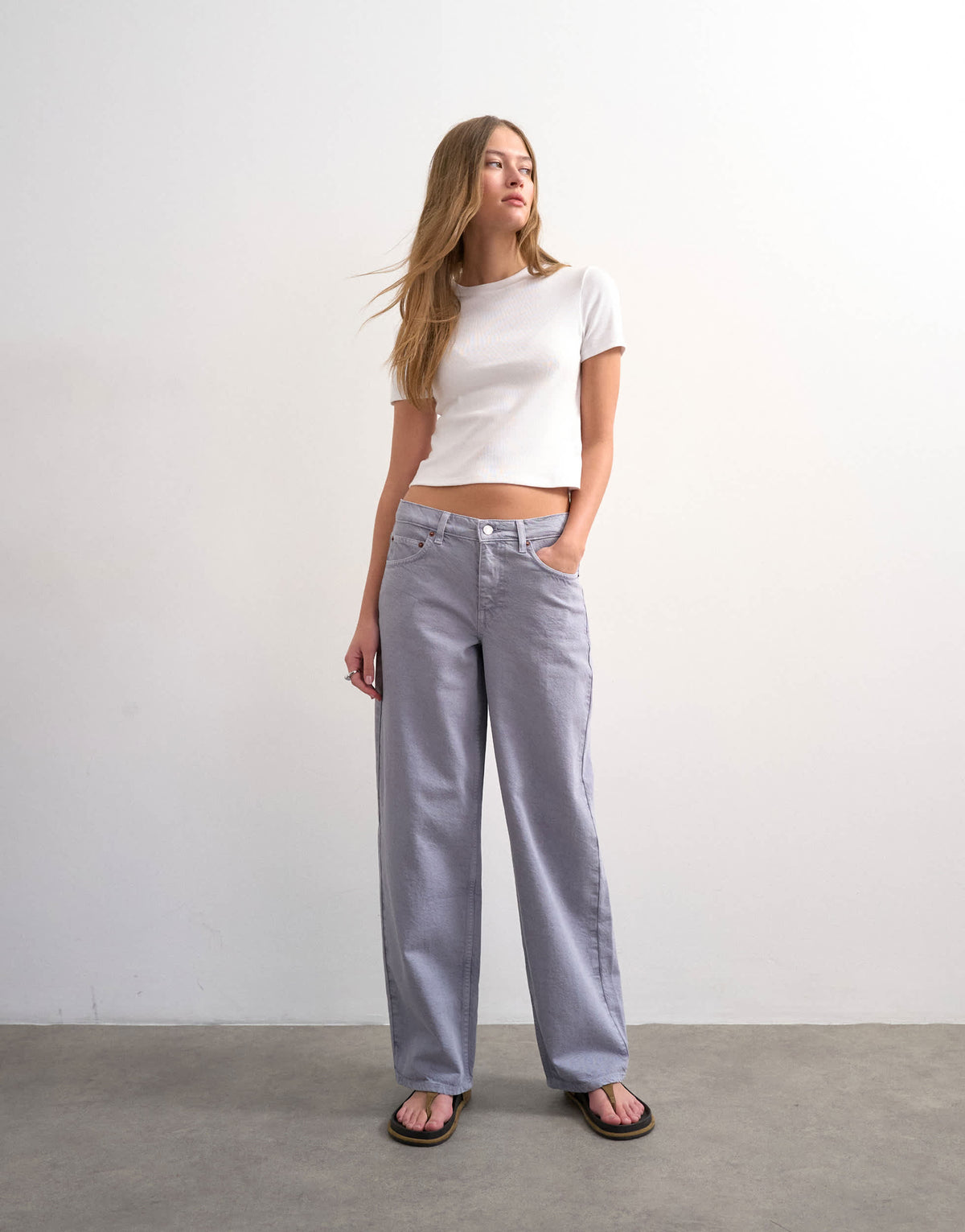 Topshop Cinch low rise relaxed jean in lilac