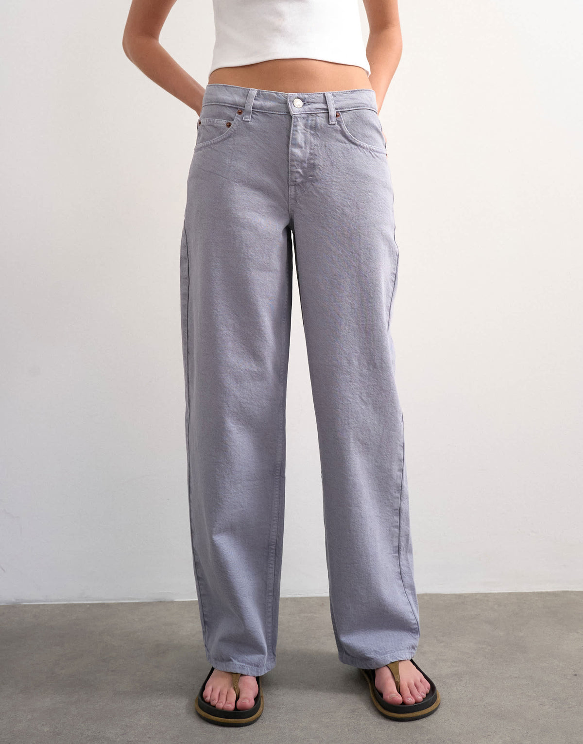 Topshop Cinch low rise relaxed jean in lilac