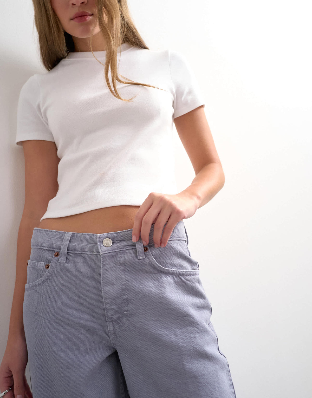 Topshop Cinch low rise relaxed jean in lilac