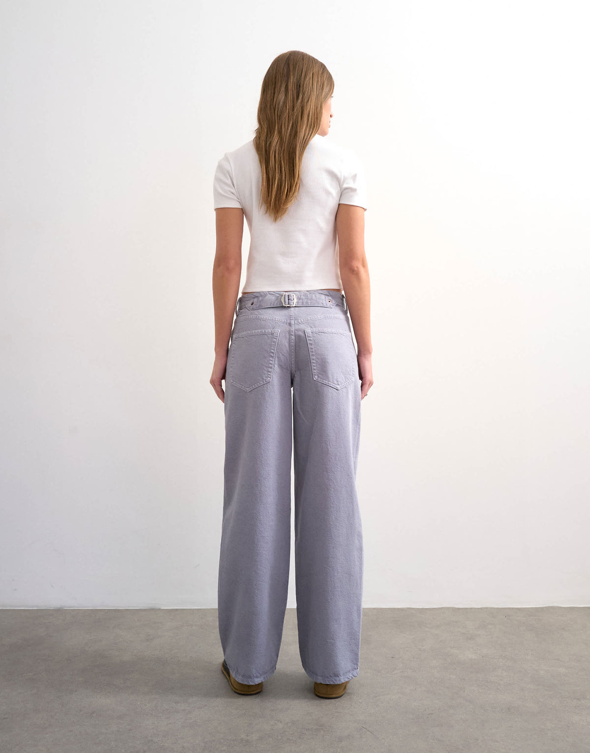 Topshop Cinch low rise relaxed jean in lilac
