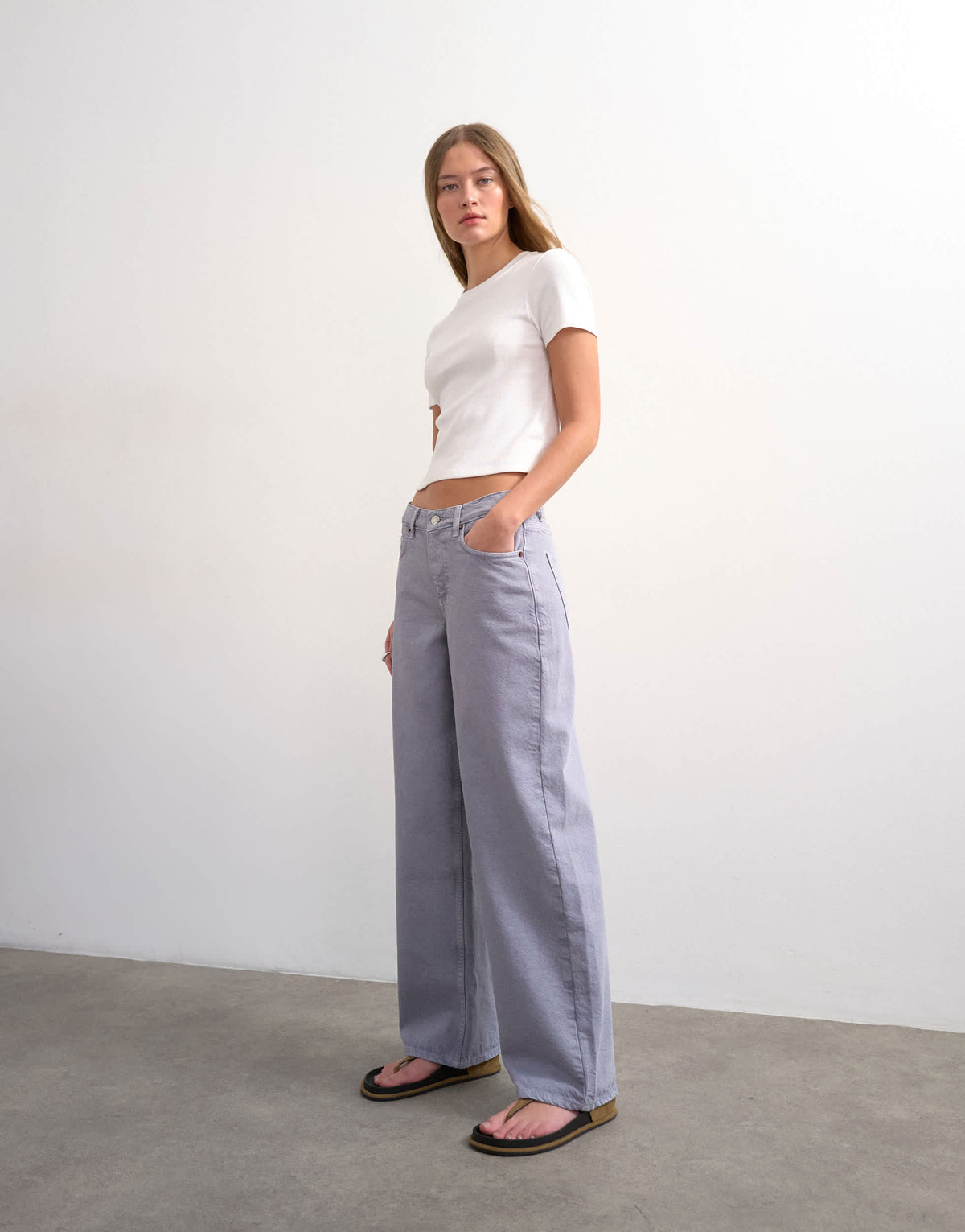 Topshop Cinch low rise relaxed jean in lilac