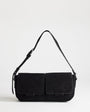 Topshop Joanie small shoulder bag with front pockets in black suedette