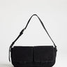 Topshop Joanie small shoulder bag with front pockets in black suedette