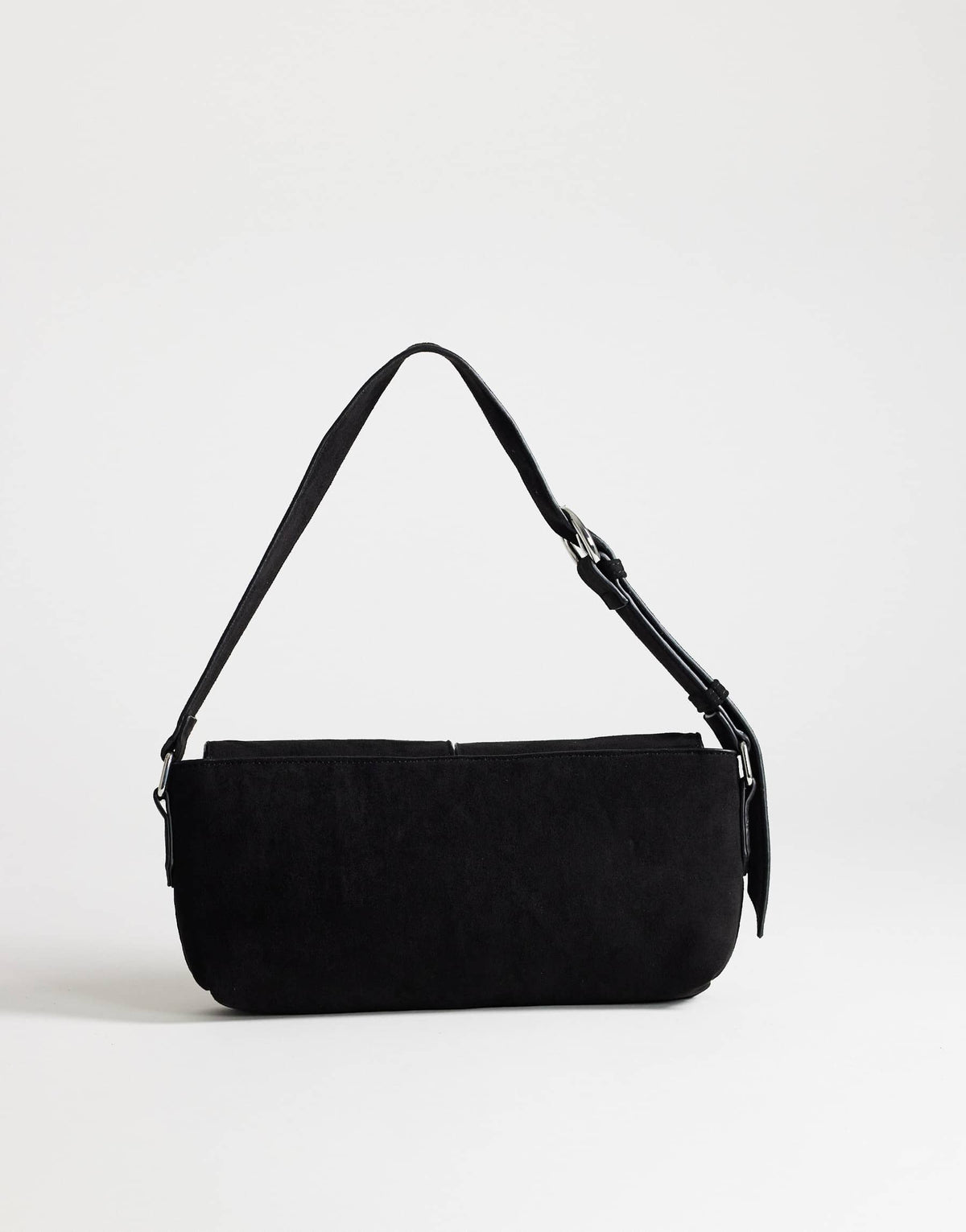 Topshop Joanie small shoulder bag with front pockets in black suedette