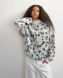 Topshop knitted wool blend roll edge chunky jumper in dalmatian