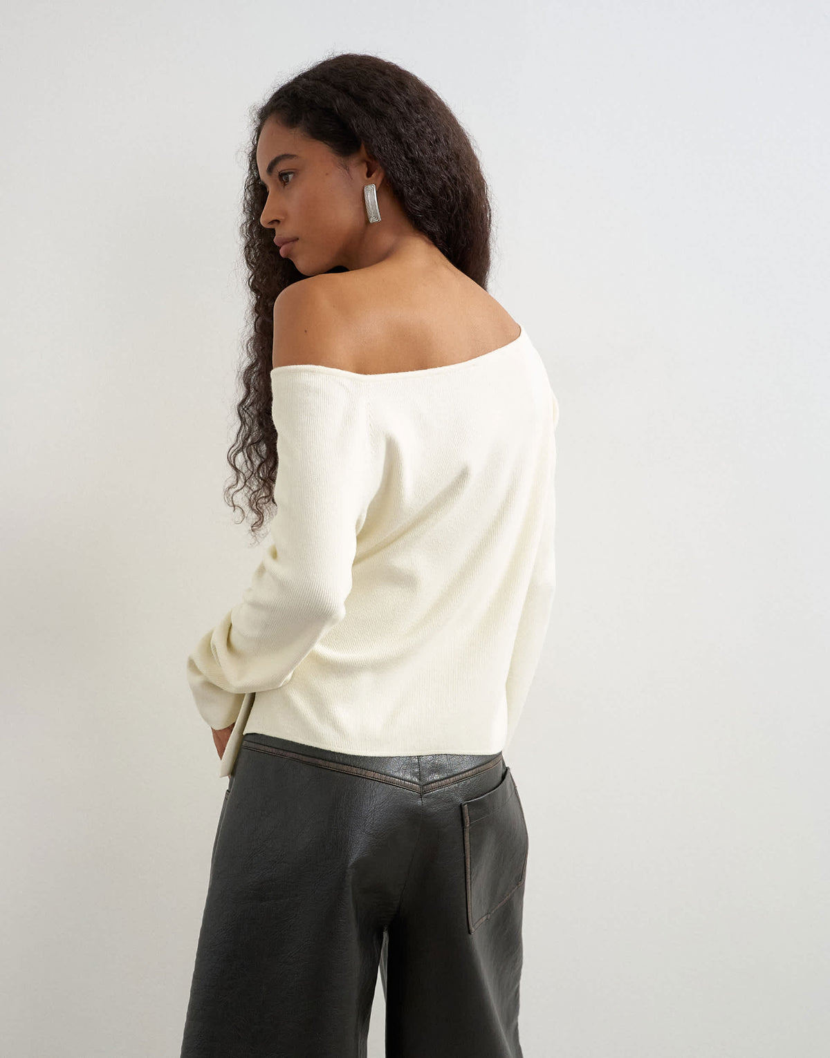 Topshop knitted cinch twist top in ivory